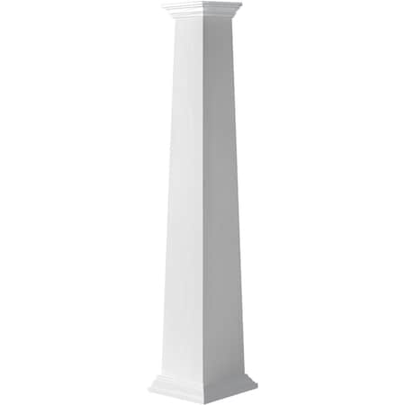 Ekena Millwork Craftsman Classic Square Tapered, Smooth PVC Column, Crown Capital & Crown Base CC1208ETPCRCR